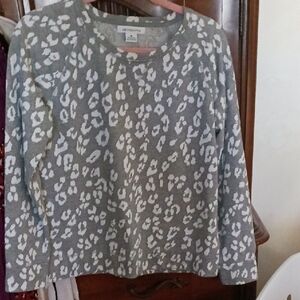 Liz Claiborne Gray and White Leopard Print Top